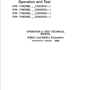 John Deere E380LC, E400LC Excavator Repair Manual