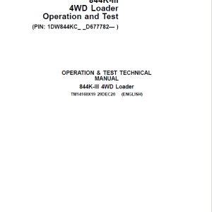 John Deere 844K-II 4WD Loader Technical Manual
