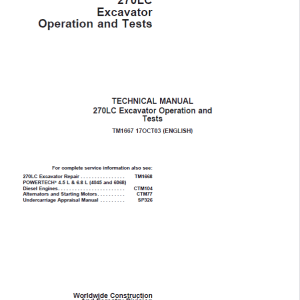 John Deere 270LC Excavator Repair Service Manual