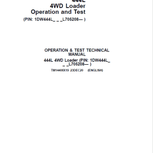 John Deere 444L 4WD Loader Repair Technical Manual
