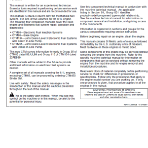 John Deere PowerTech 8.1L Diesel Engines Mechanical Fuel Systems Repair Manual