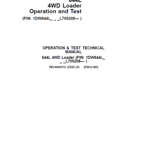 John Deere 644L 4WD Loader Repair Service Manual