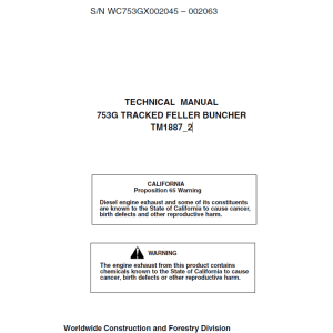 John Deere 753G Tracked Harvester Repair Service Manual