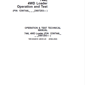 John Deere 744L 4WD Loader Repair Technical Manual