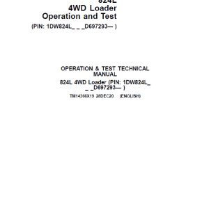 John Deere 824L 4WD Loader Repair Technical Manual
