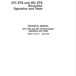 2-33 John Deere 27C ZTS, 35C ZTS Excavator Repair Service Manual