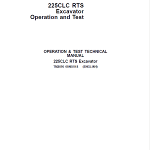 John Deere 225CLC RTS Excavator Repair Service Manual