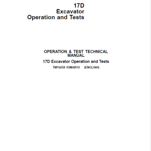 John Deere 17D Excavator Repair Service Manual