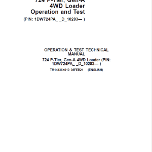 John Deere 724 P-Tier, Gen-A 4WD Loader Repair Technical Manual