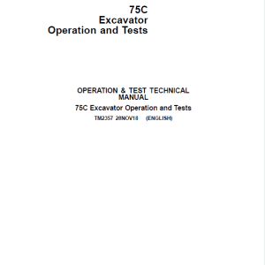 John Deere 75C Excavator Repair Service Manual