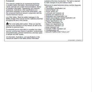 John Deere 18000 Series HMD Transmission Repair Manual