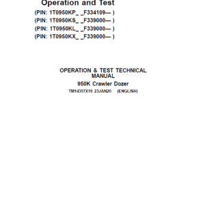 John Deere 950K Crawler Dozer Repair Services Manual