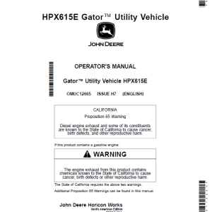 John Deere HPX615E Gator Utility Vehicles Repair Service Manual
