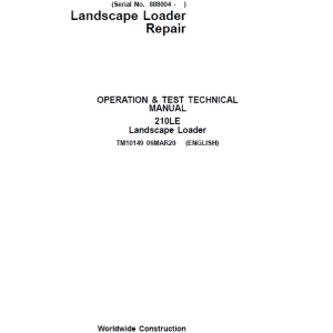 John Deere 210LE Landscape Loader Repair Technical Manual