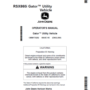 Manual de reparación del vehículo recreativo John Deere RSX860i Gator