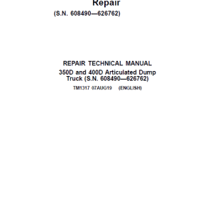 John Deere 350D, 400D Articulated Dump Truck Repair Manual