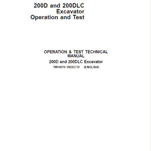 John Deere 200D, 200DLC Excavator Repair Service Manual
