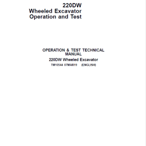 John Deere 220DW Wheeled Excavator Service Manual