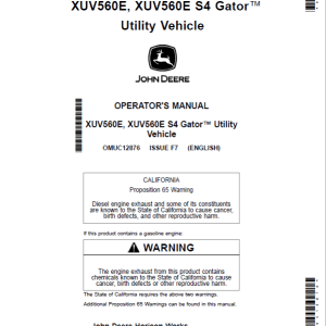 John Deere XUV560E, XUV560E S4 Gator Utility Vehicles Repair Manual