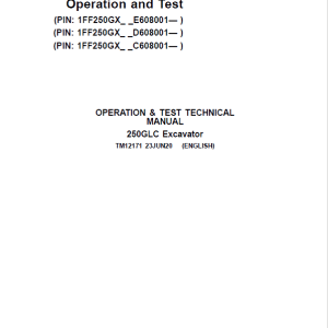 John Deere 250GLC Excavator Service Manual