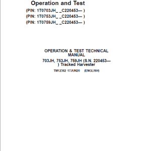 John Deere 703JH, 753JH, 759JH Harvester Repair Manual