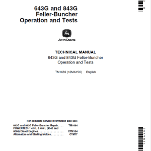 John Deere 643E, 843E Feller Buncher Service Repair Manual