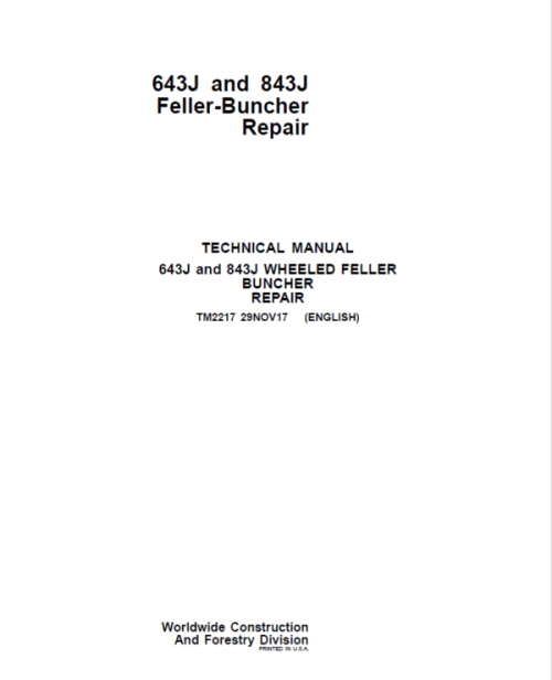 John Deere 643J, 843J Feller Buncher Service Repair Manual