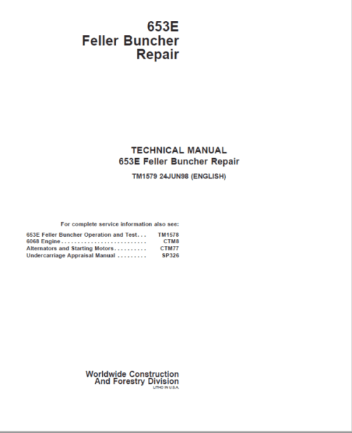 John Deere 653E Feller Buncher Service Repair Manual