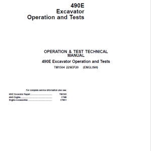John Deere 490E Excavator Repair Service Manual