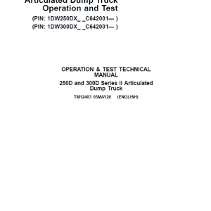 John Deere 250D, 300D Series 2 Dump Truck Services Manual