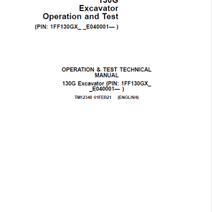 John Deere 130GLC Excavator Repair Services Manual