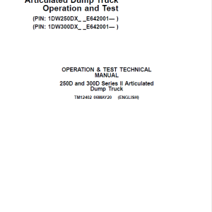 John Deere 250D, 300D Series 02 Dump Truck Service Manual