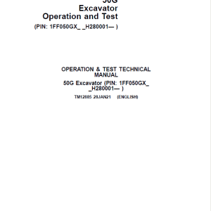 John Deere 50G Excavator Repair Service Manual
