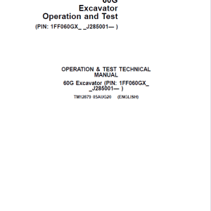 John Deere 60G Excavator Repair Service Manual