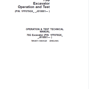 John Deere 75G Excavator Repair Service Manual