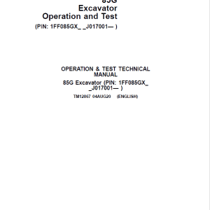 John Deere 85G Excavator Repair Service Manual
