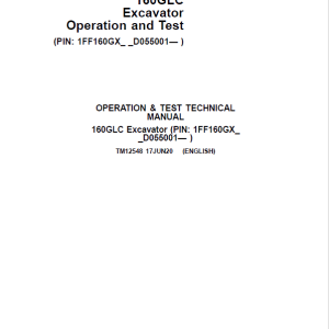 John Deere 160GLC Excavator Repair Services Manual