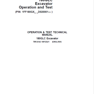 John Deere 180GLC Excavator Repair Services Manual