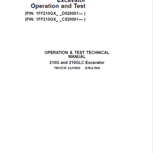 John Deere 210G, 210GLC Excavator Repair
