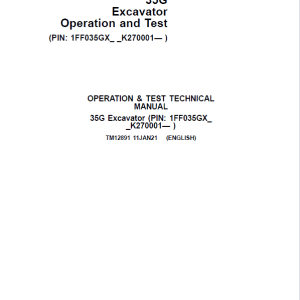 John Deere 35G Excavator Repair Service Manual