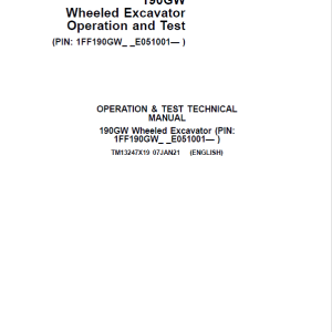 John Deere 190GW Wheeled Excavator Repair Service Manual