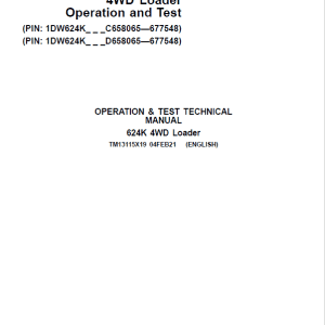 John Deere 624K 4WD Loader Technical Manual