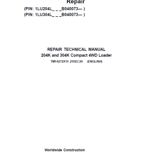 John Deere 204L, 304L 4WD Loader Technical Manual