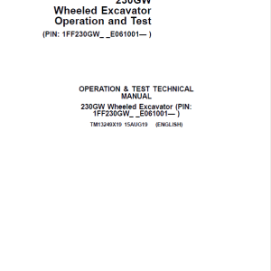 John Deere 230GW Wheeled Excavator Repair Service Manual