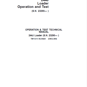 John Deere 244J Loader Repair Manual TM11215