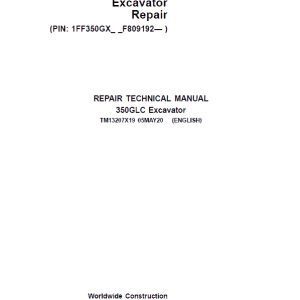 John Deere 350GLC Excavator Repair Services Manual