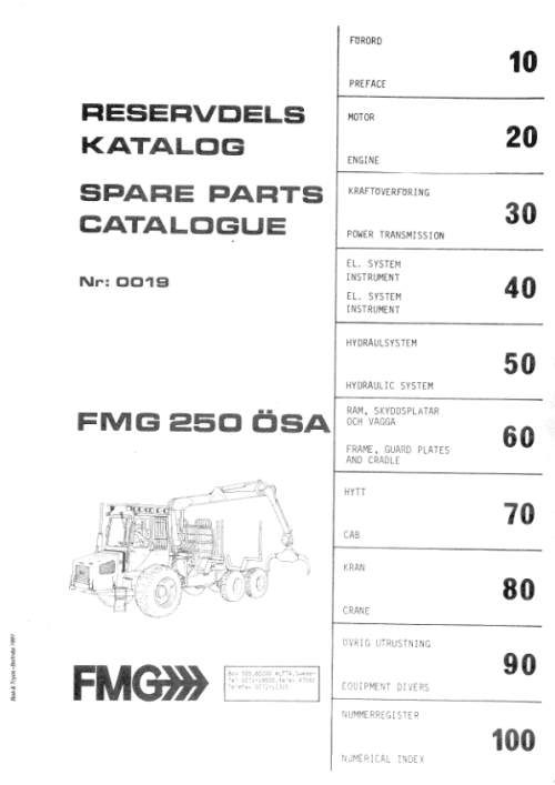 John Deere 250 FMG OSA Forwarders Parts Catalog Manual