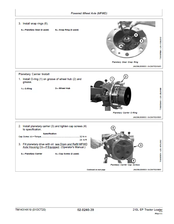 John Deere 210L EP Tractor Loader Repair Service Manual