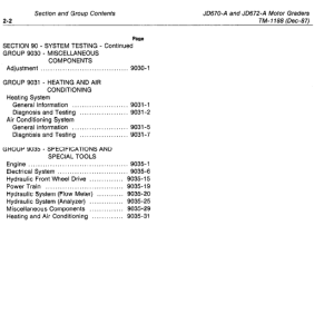 John Deere 670A, 672A Motor Grader Technical Manual
