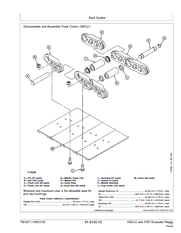 John Deere 330CLC, 370C Excavator Repair Service Manual